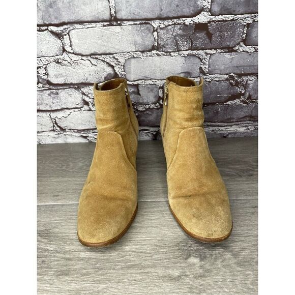 Tory Burch Tan Suede Leather Side Zipper High Heel Booties Women Sz 7.5M US/38EU - Picture 15 of 16